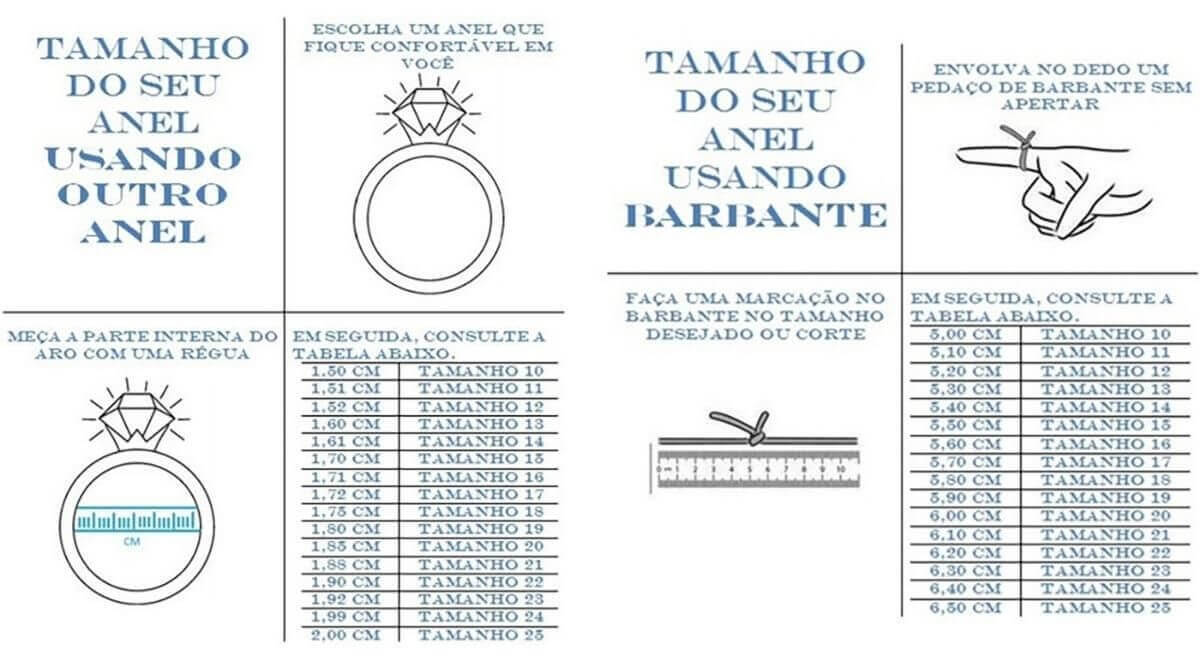 Tabela de Medidas para Alianças