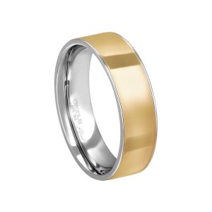 Aliança Casamento Blend Ouro 18K e Prata Namoro Noivado 6mm 7401