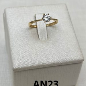 Anel Solitário Ouro 18K Zircônia 6 Garras com 1 Zircônia AN23