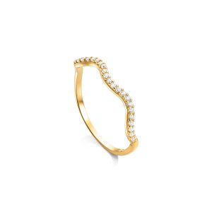 Anel Aparador Ouro 18K Contornado Cravejado AN28