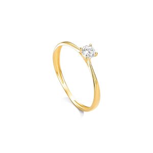 Anel Solitário Ouro 18K Fino AN42