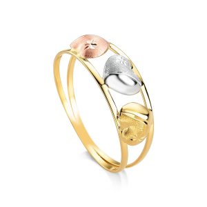 Anel Ouro 18K Corações Três Cores AN54