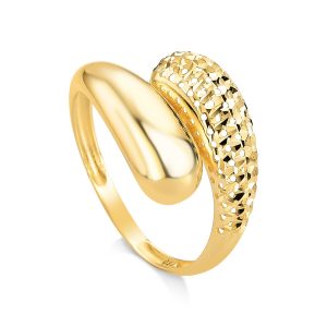 Anel Ouro 18K Domo Liso Diamantado AN57