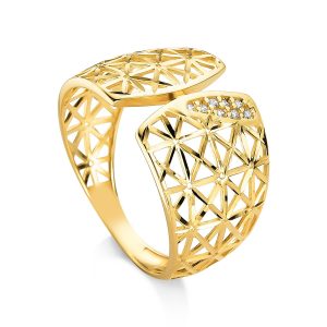 Anel Ouro 18K Domo Vazado Largo AN58