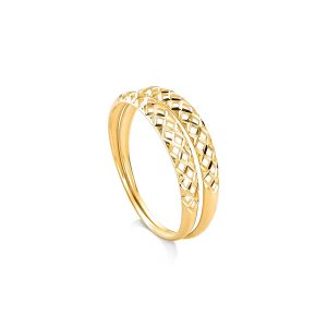 Anel Aparador Ouro 18K Meia Aliança Cravejada ANP03
