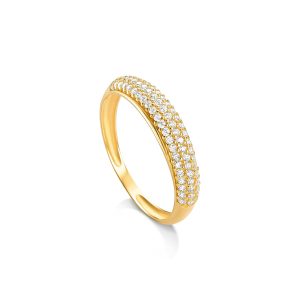 Anel Aparador Ouro 18K Meia Aliança Cravejada ANP04