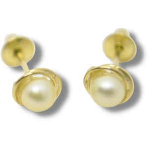 Brinco de Pérola Ouro 18K 3mm B011