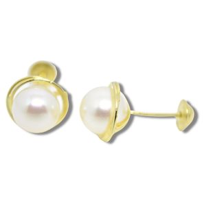 Brinco de Pérola Ouro 18K 6mm B013