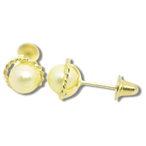 Brinco de Pérola Ouro 18K 4mm B739