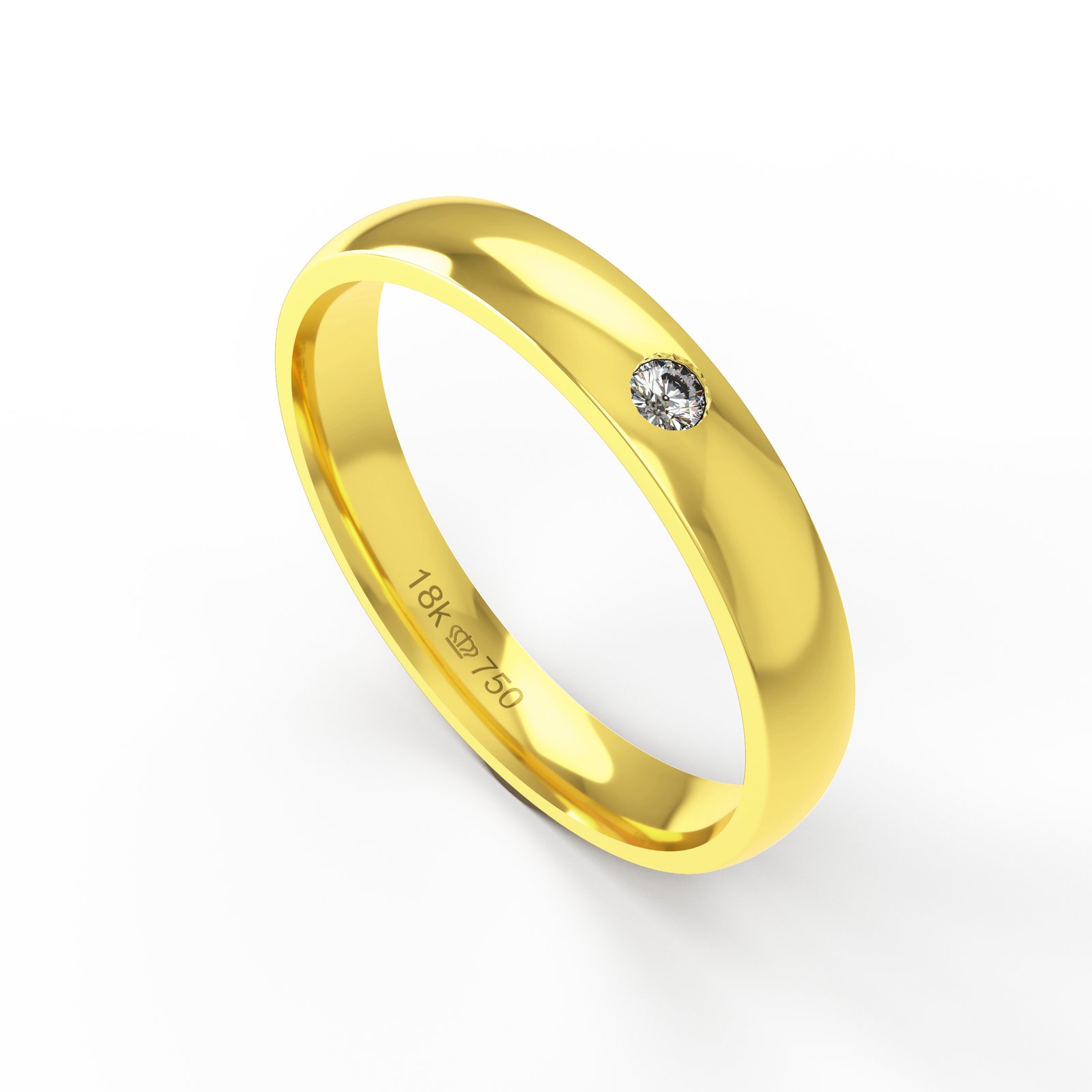 Aliança Ouro 10K com 1 Zircônia 3,5mm BC34RAZ
