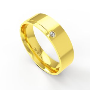 Aliança Ouro 10K com 1 Zircônia 6mm BC552RZ