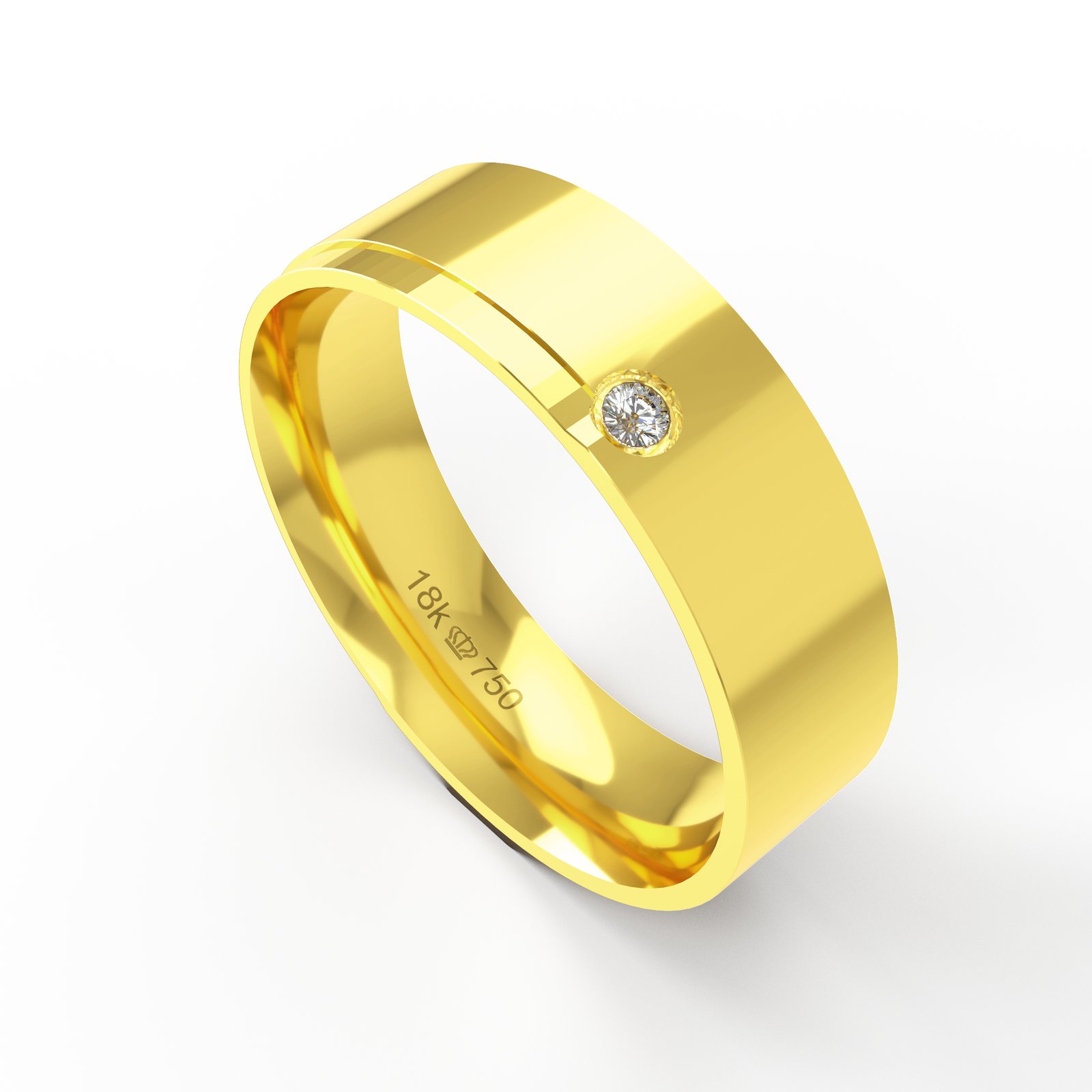Aliança Ouro 10K com 1 Zircônia 6mm BC552RZ