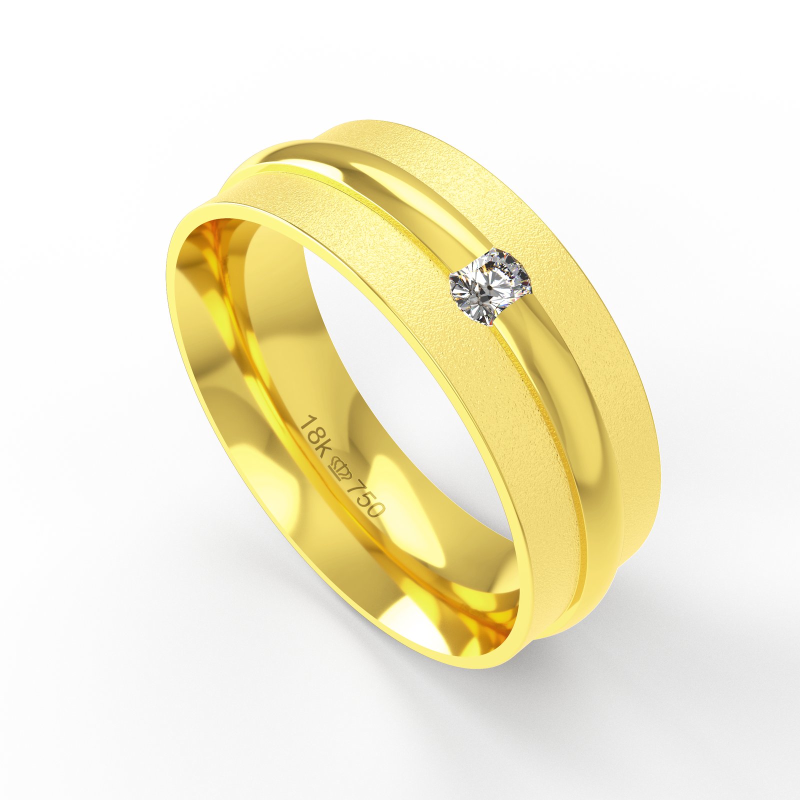 Aliança Ouro 10K com 1 Zircônia 7mm BC563RZ