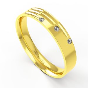 Aliança Ouro 10K com 3 Zircônias 4mm BC583RZ