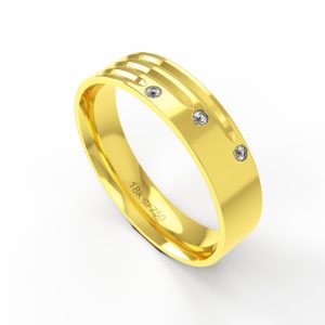 Aliança Ouro 10K com 3 Zircônias 5mm BC584RZ