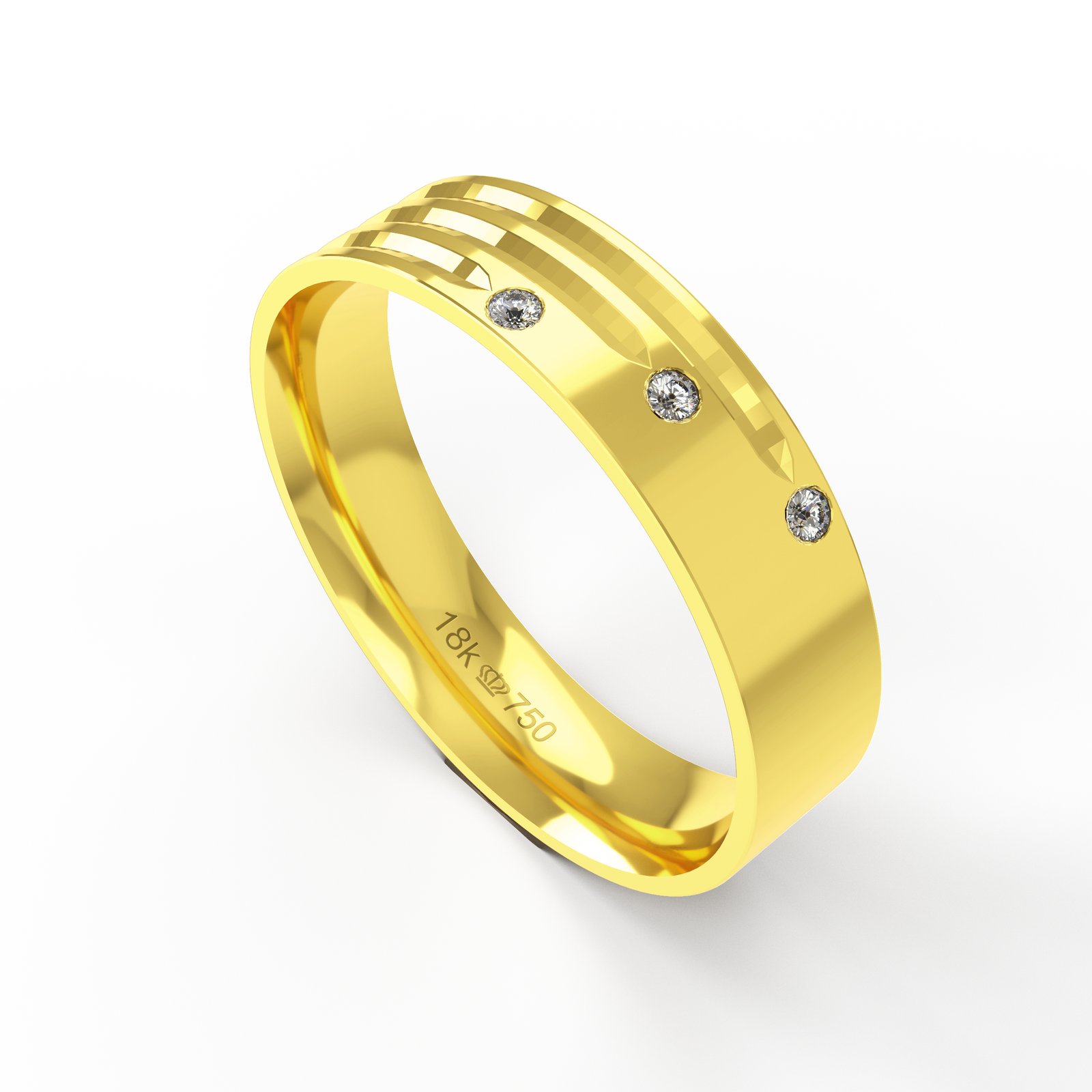 Aliança Ouro 10K com 3 Zircônias 5mm BC584RZ
