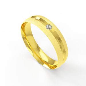 Aliança Ouro 10K com 1 Zircônia 5mm BC588RZ