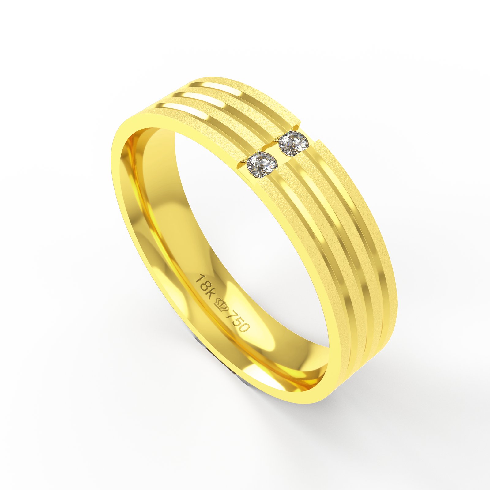 Aliança Ouro 10K com 2 Zircônias 5mm BC702RZ