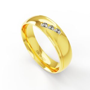 Aliança Ouro 10K com 3 Zircônias 5,5mm BC710RZ