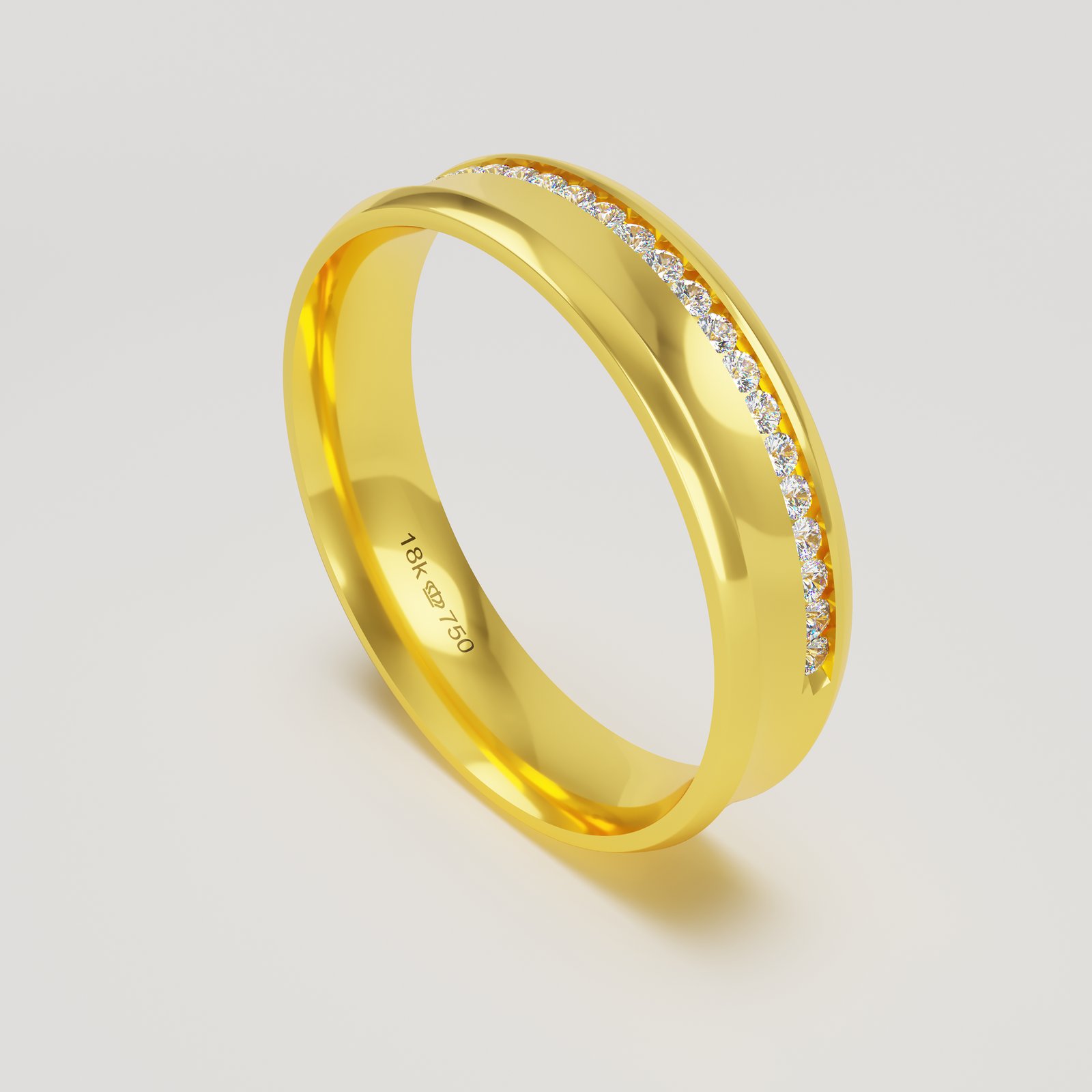 Aliança Ouro 10K com 20 Zircônias 5mm BC720RZ