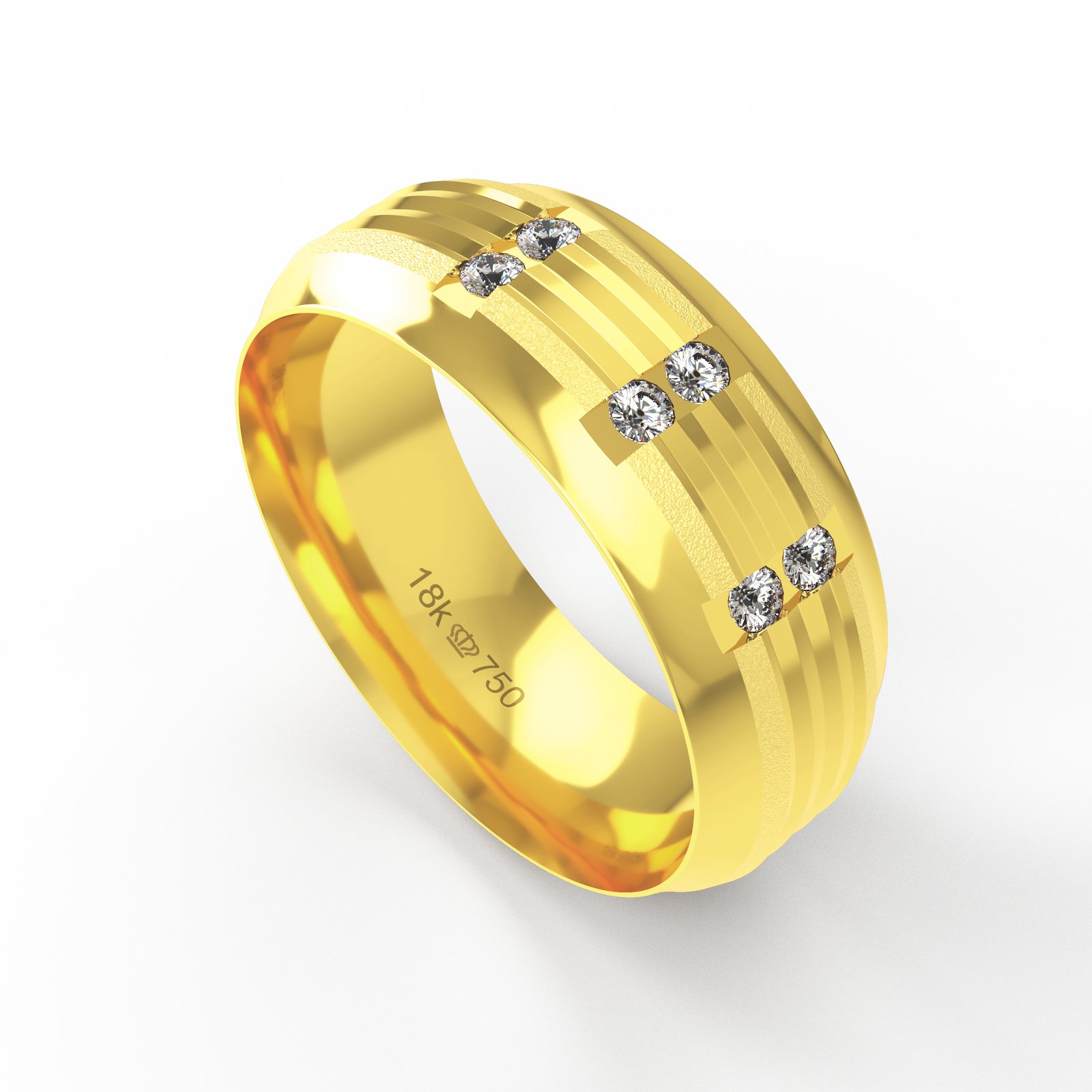 Aliança Ouro 10K com 6 Zircônias 7,5mm BC734Z