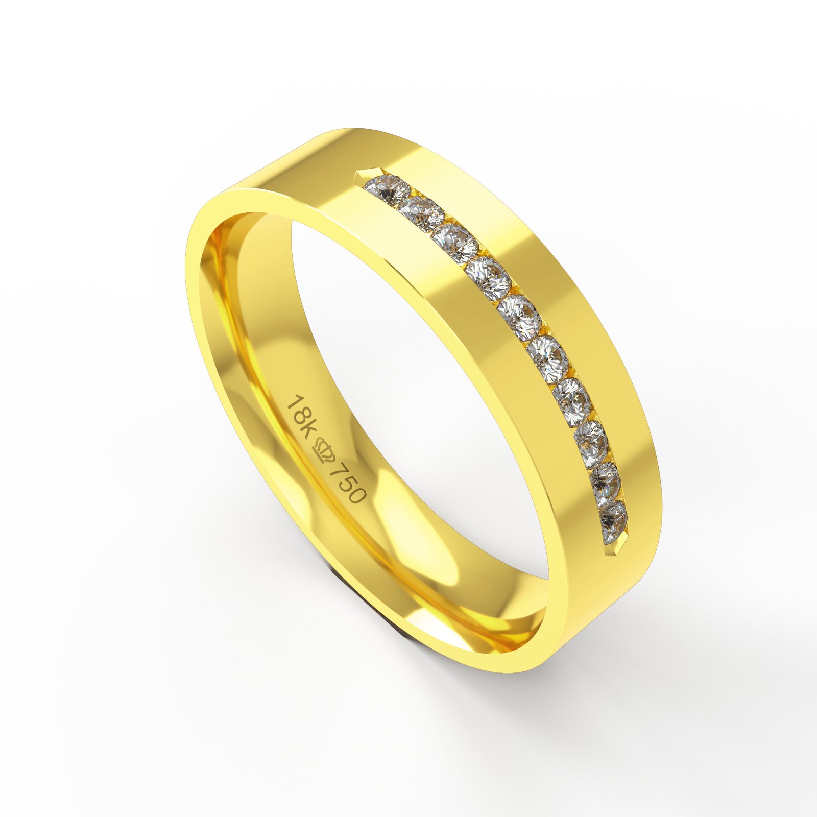 Aliança Ouro 10K com 10 Zircônias 5mm BC747RZ