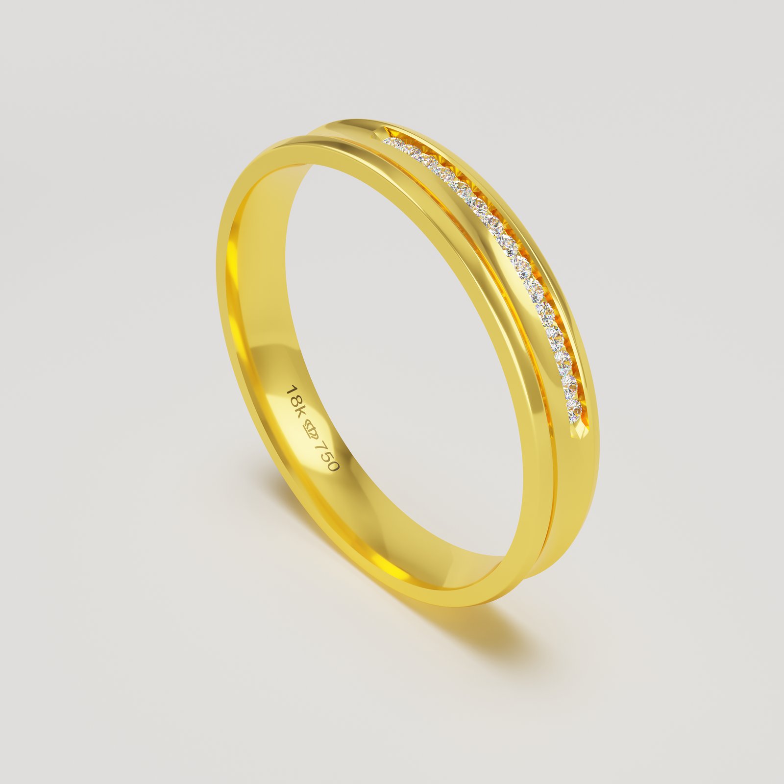 Aliança Ouro 10K com 15 Zircônias 3,5mm BC777RZ