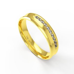 Aliança Ouro 10K com 10 Zircônias 4,5mm BC778RZ