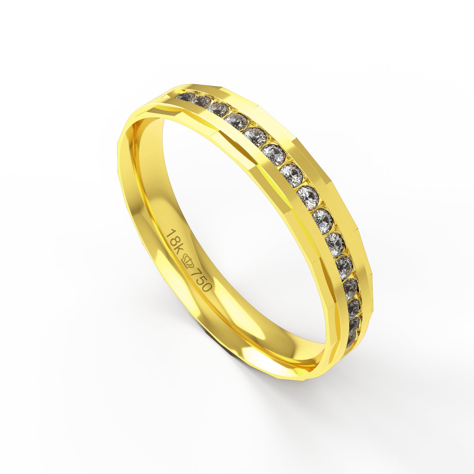 Aliança Ouro 10K com 15 Zircônias 4mm BC779RZ
