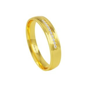 Aliança Ouro 10K com 10 Zircônias 4mm BC781RZ