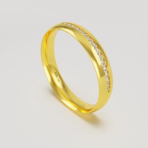 Aliança Ouro 10K com 15 Zircônias 4mm BC782RZ