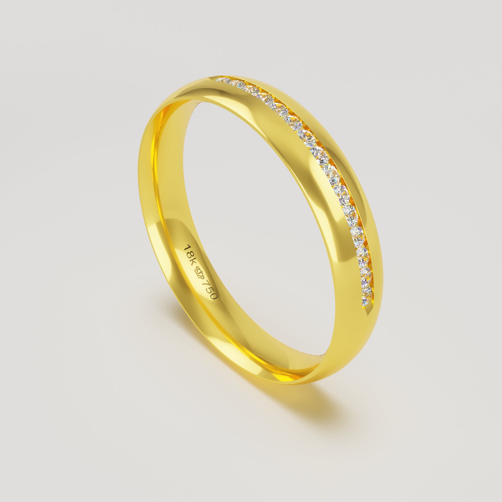 Aliança Ouro 10K com 15 Zircônias 4mm BC782RZ