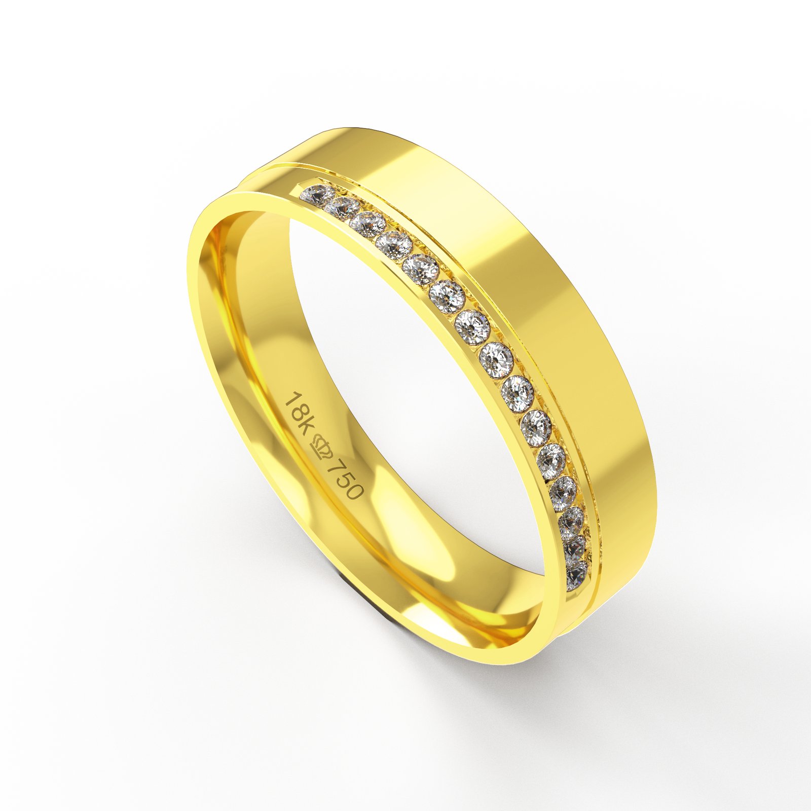 Aliança Ouro 10K com 15 Zircônias 5mm BC783RZ