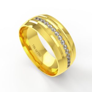 Aliança Ouro 10K com 15 Zircônias 8mm BC791RZ