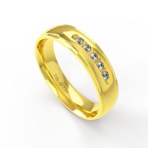 Aliança Ouro 10K com 5 Zircônias 5mm BC904RZ
