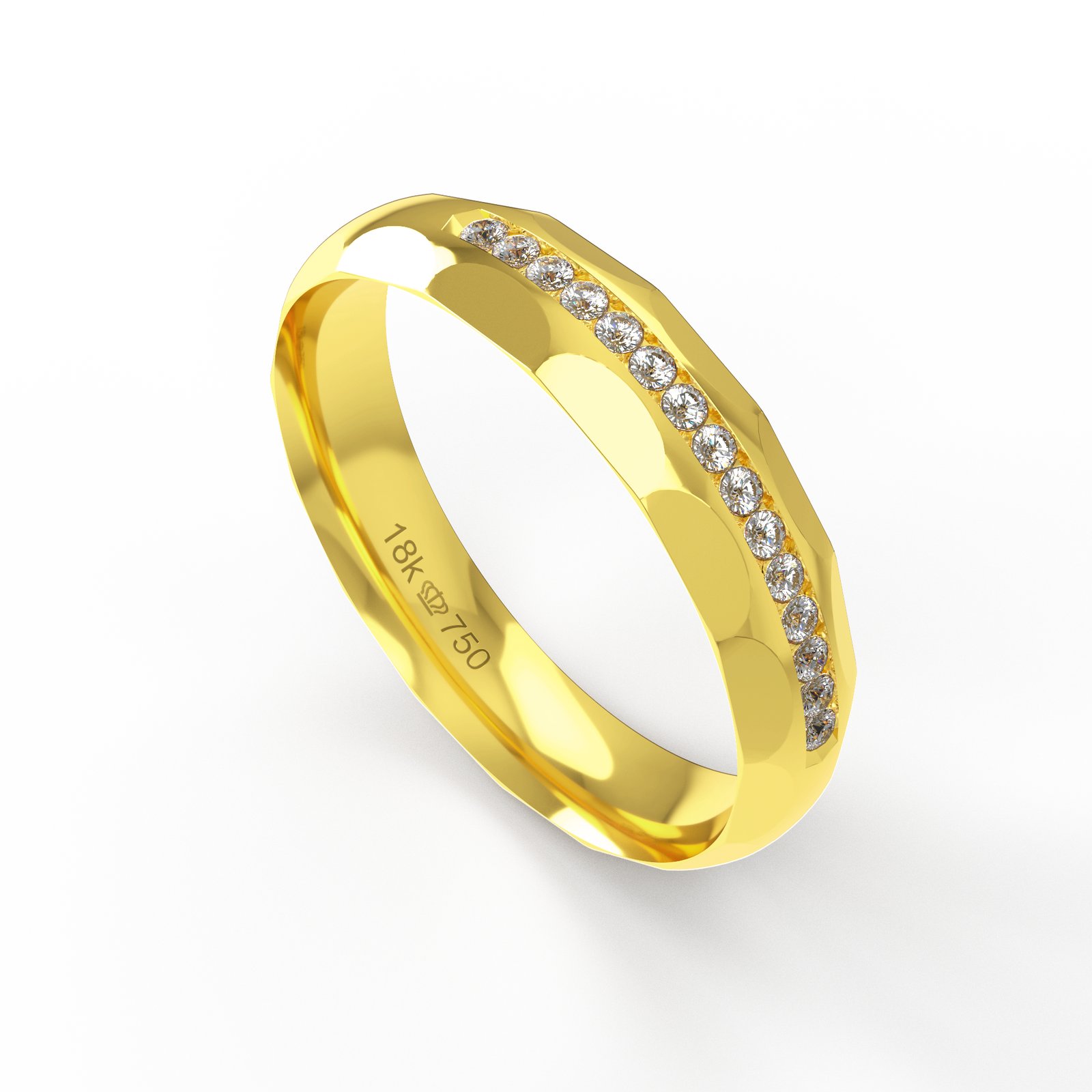 Aliança Ouro 10K com 10 Zircônias 4,5mm BC907RZ