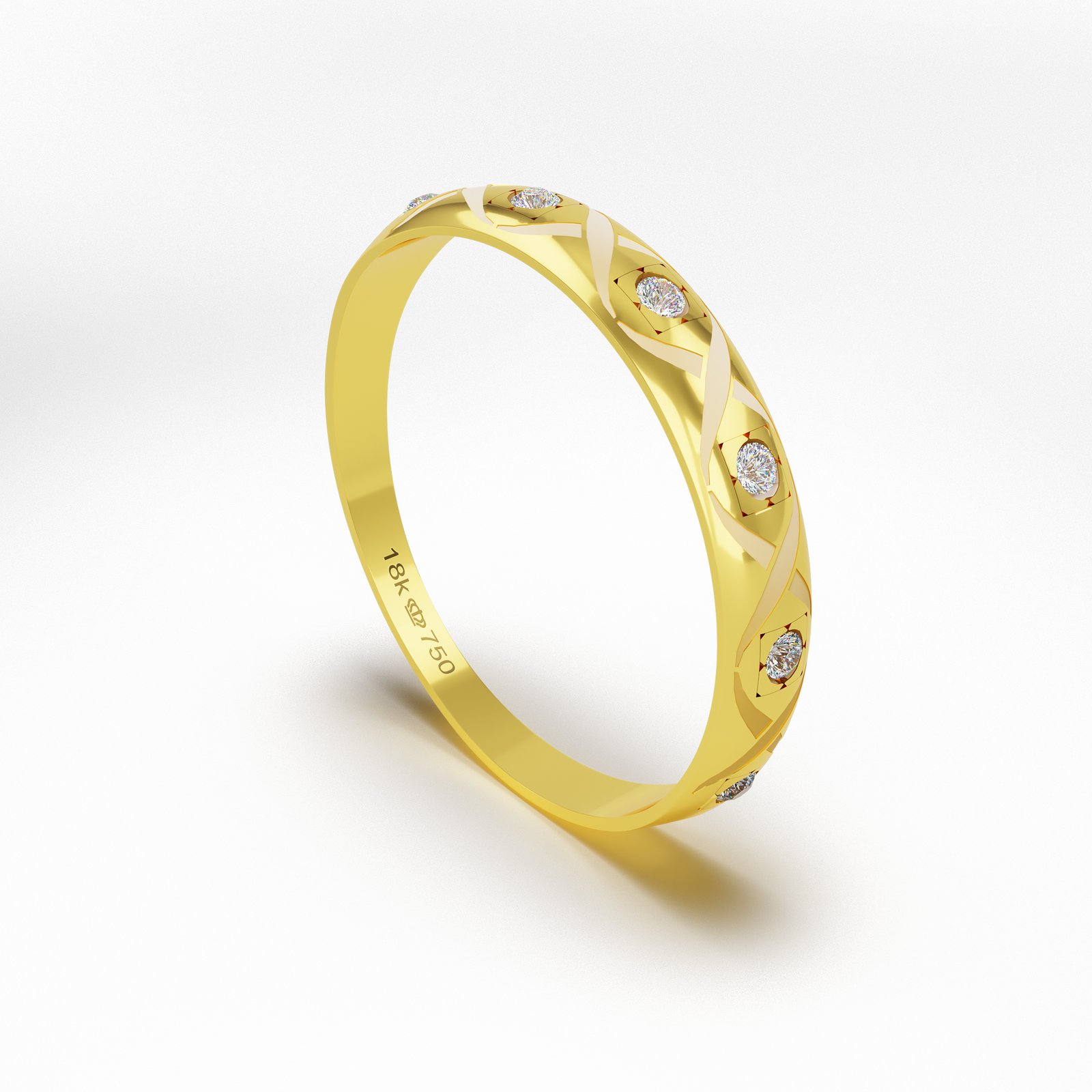 Aparador Ouro 18K com 16 Zircônias 3,7mm C128Z