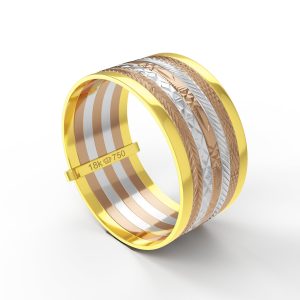 Aliança Tricolor Ouro 18K 10,5mm C214