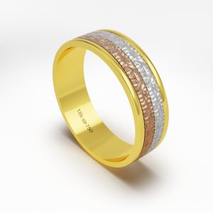 Aliança Tricolor Ouro 18K 6mm C295