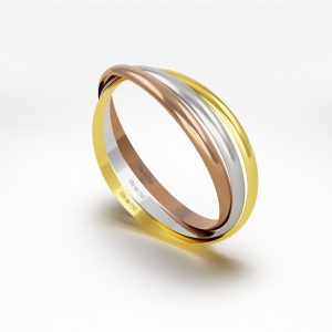 Aliança 3 Aros Entrelaçados Tricolor Ouro 18K 1,8mm C317