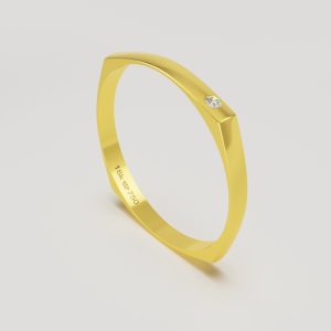 Aliança Ouro 18K com 1 Brilhante 2,3mm C507