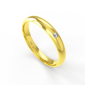 Aliança Ouro 18K com 1 Brilhante 3,2mm C532R