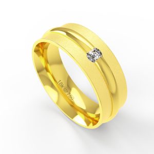 Aliança Ouro 18K com 1 Brilhante 7mm C563R
