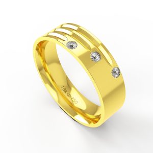 Aliança Ouro 18K com 3 Brilhantes 6mm C585R