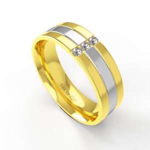 Aliança Ouro 18K com 3 Brilhantes 6,3mm C586R