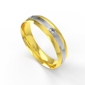 Aliança Ouro 18K com 1 Brilhante 5mm C588RR