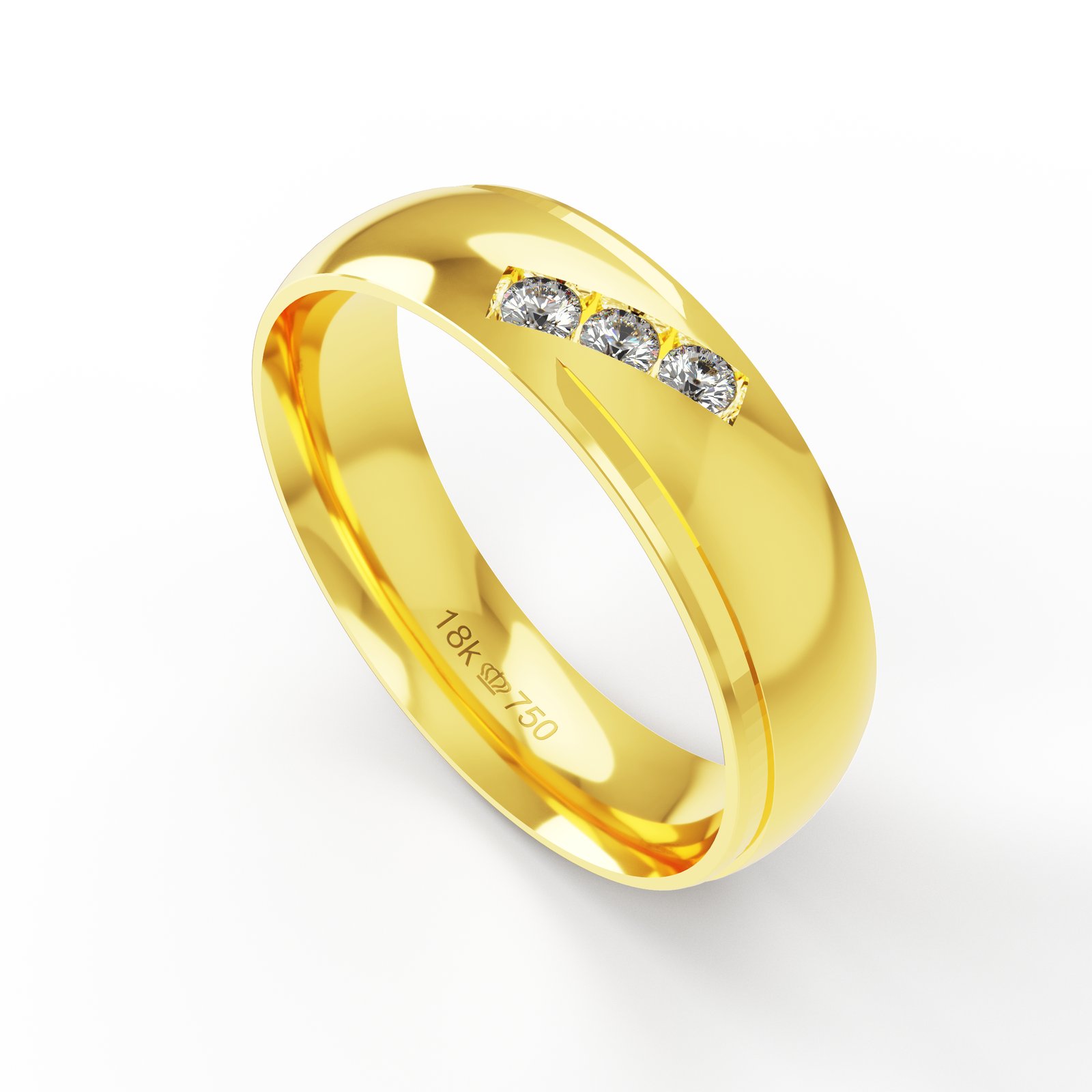 Aliança Ouro 18K com 3 Brilhantes 5,5mm C710R