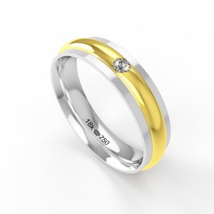 Aliança Ouro 18K com 1 Brilhante 5mm C716