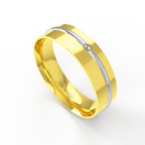 Aliança Ouro 18K com 1 Brilhante 5,5mm C722R