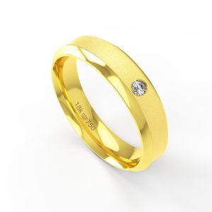 Aliança Ouro 18K com 1 Brilhante 5mm C729R